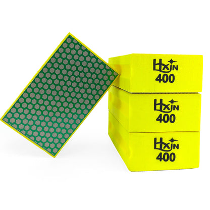 HXin Electroplated Diamond Hand Pad Sanding Block Sharp Glass Grinding Polishing Pad Sanding Block Foam Backing Hand-Held Sanding Block for Sanding Polishing Marble Tile Ceramics