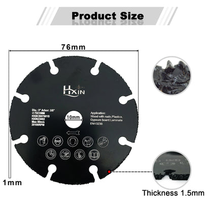 HXin Vacuum Brazed Dry Cutting Carbide Blades For wood, wood with nails, aluminium tube, copper tube, plastic, plaster