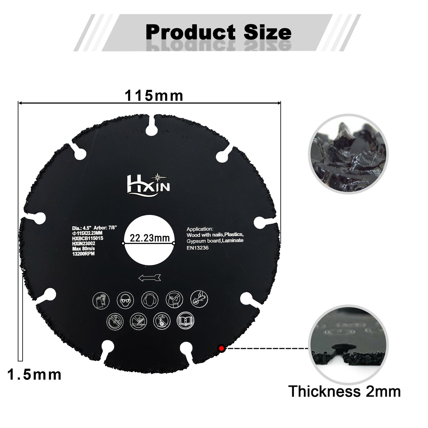 HXin Vacuum Brazed Dry Cutting Carbide Blades For wood, wood with nails, aluminium tube, copper tube, plastic, plaster