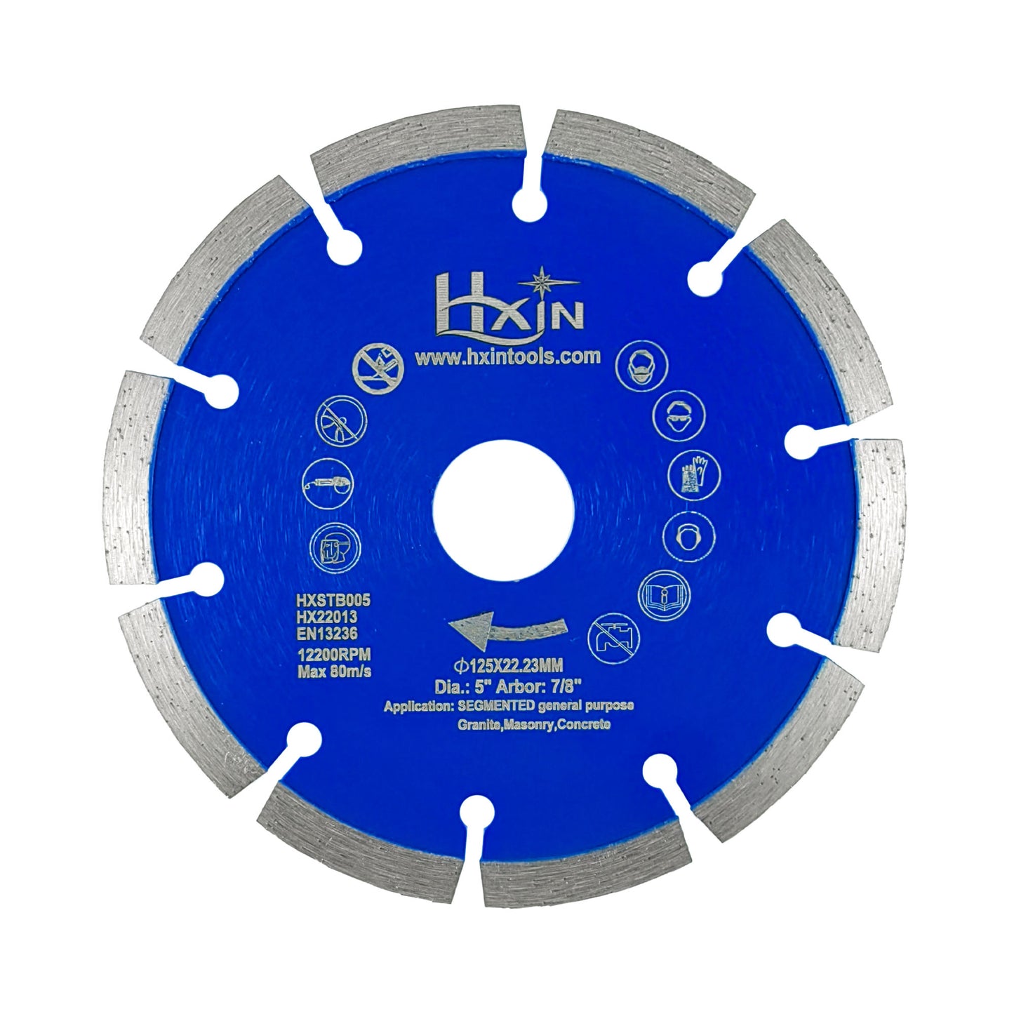 HXIN General Purpose Sintered Segmented Diamond Saw Blade for Granite, Masonry, Concrete