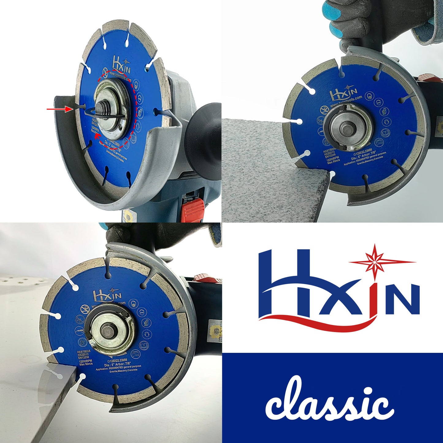 HXIN General Purpose Sintered Segmented Diamond Saw Blade for Granite, Masonry, Concrete