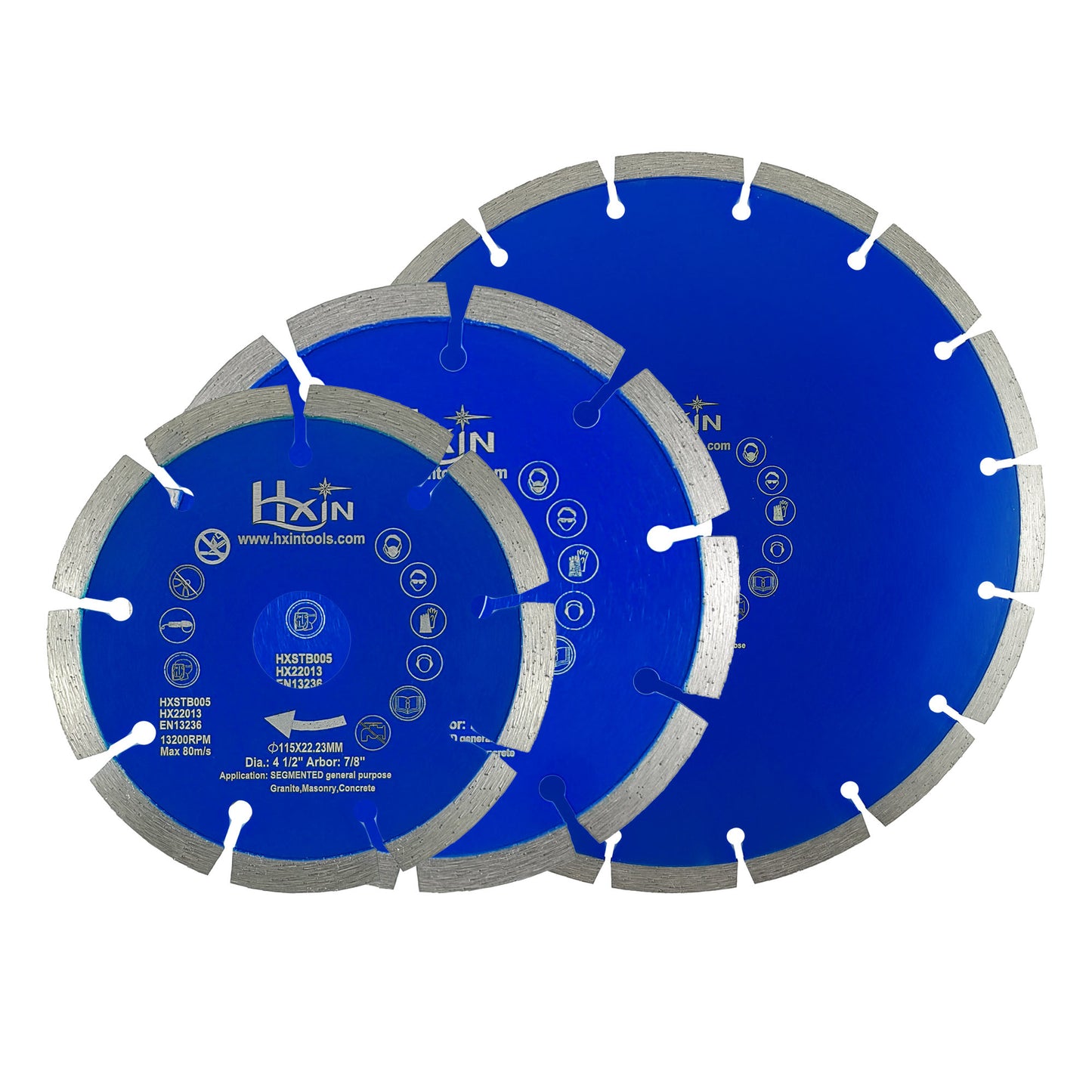 HXIN General Purpose Sintered Segmented Diamond Saw Blade for Granite, Masonry, Concrete