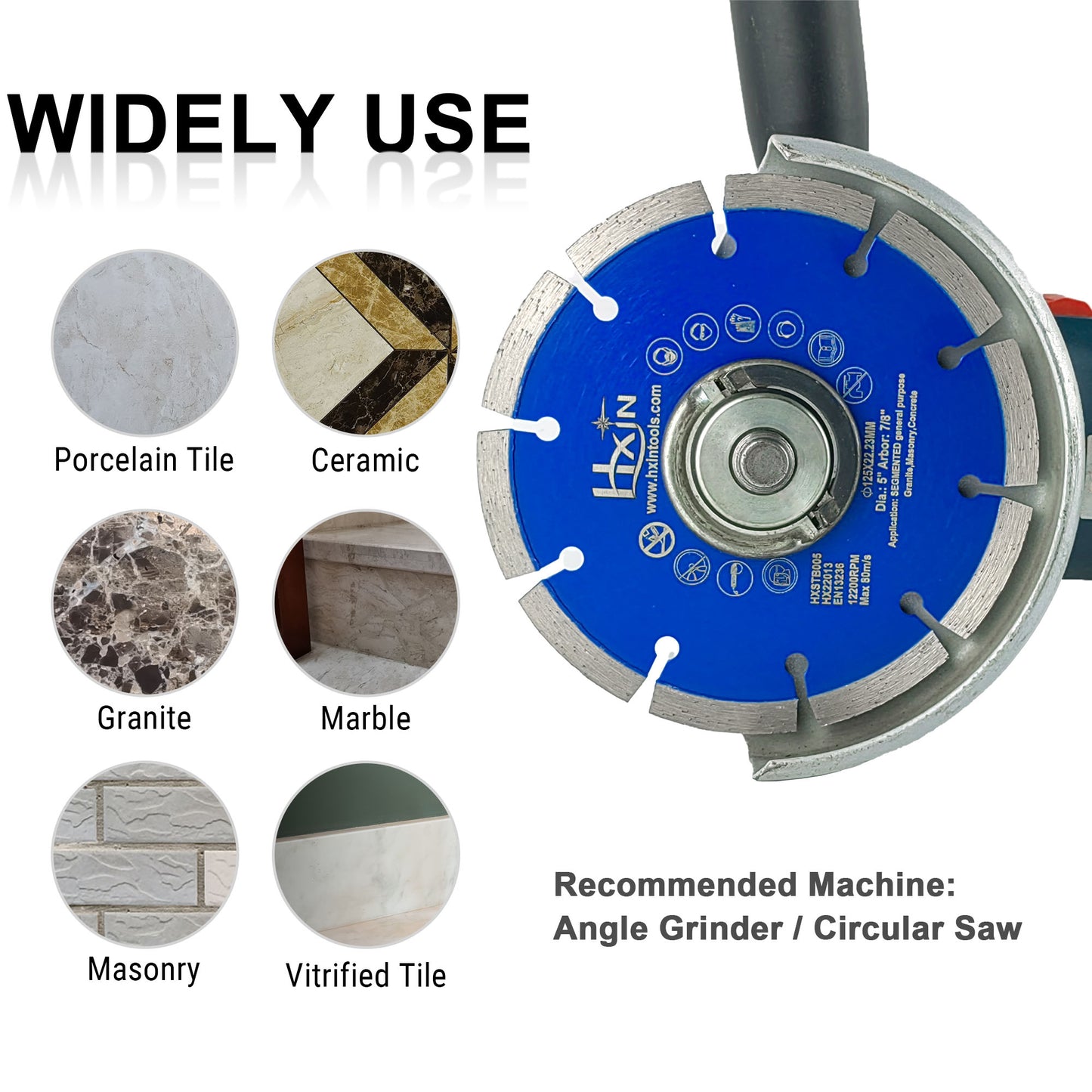 HXIN General Purpose Sintered Segmented Diamond Saw Blade for Granite, Masonry, Concrete