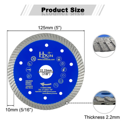 HXIN Turbo Sintered Diamond Saw Blade for Ceramic Tile Granite Marble Masonry Stone