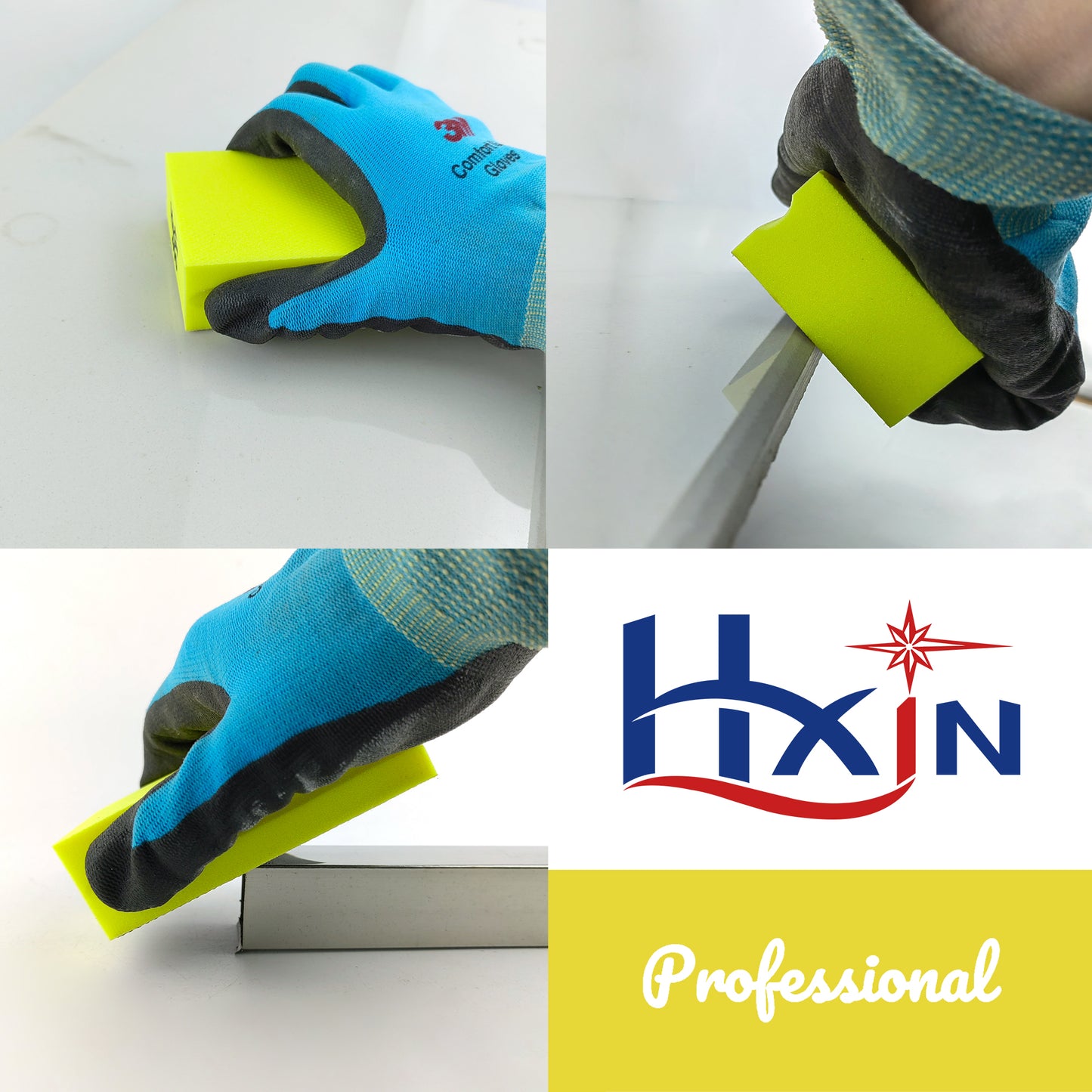 HXin Electroplated Diamond Hand Pad Sanding Block Sharp Glass Grinding Polishing Pad Sanding Block Foam Backing Hand-Held Sanding Block for Sanding Polishing Marble Tile Ceramics