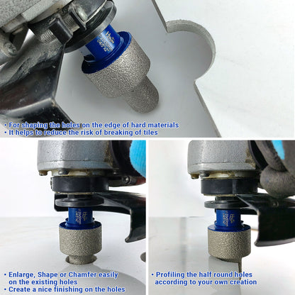 2pcs/set HXIN Vacuum Brazed Diamond Milling Finger Bits 5/8’’-11 Thread for Existing Holes Enlarging Shaping Trimming Tile Porcelain Ceramic Granite Marble